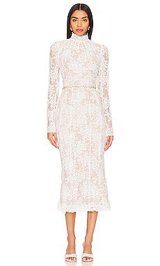 V. Chapman Greta Midi Dress in White Chantilly Lace from Revolve.com | Revolve Clothing (Global)