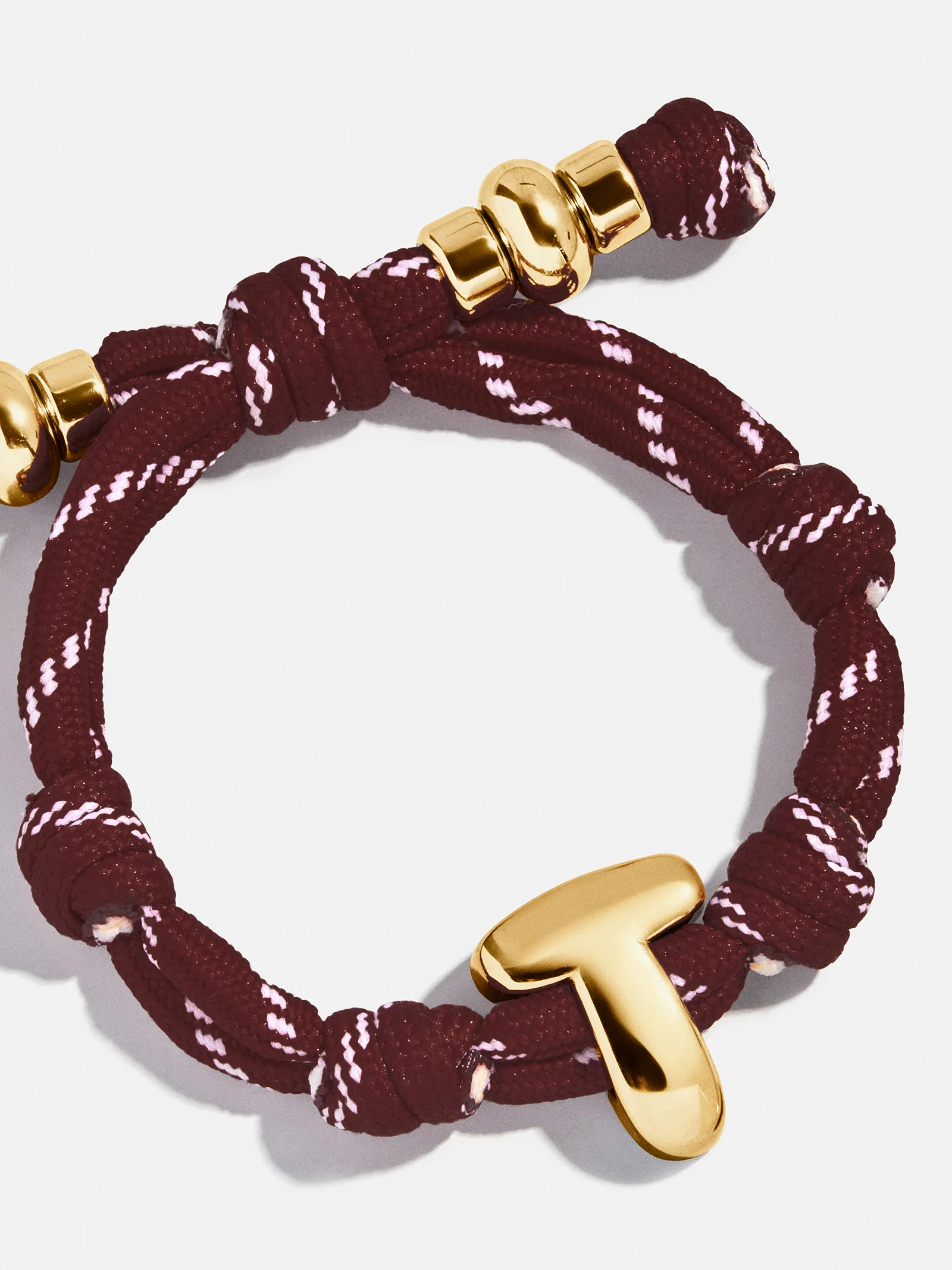 Knotty Initial Custom Bracelet - Maroon Single Letter | BaubleBar