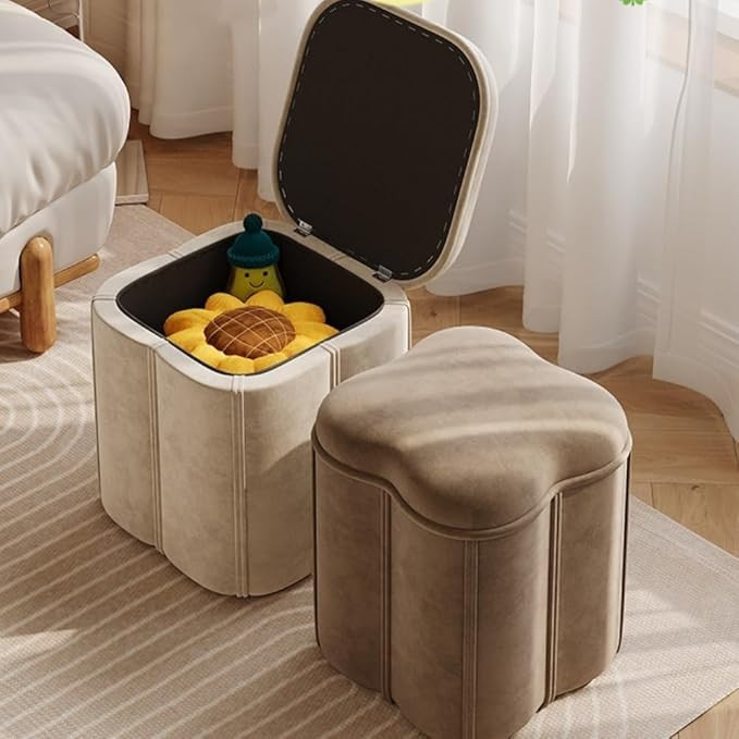 Storage Ottoman Vanity Stool with Hide Storage Makeup Stools Foot Stool Upholstered Ottoman for H... | Amazon (US)