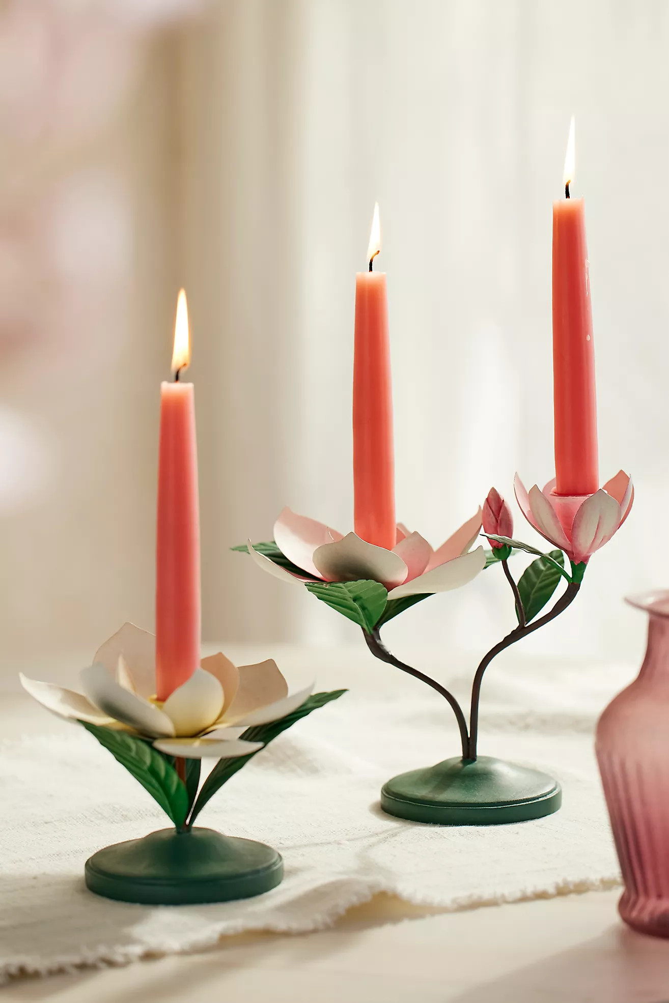 Pink Magnolia Taper Holder | Anthropologie (US)