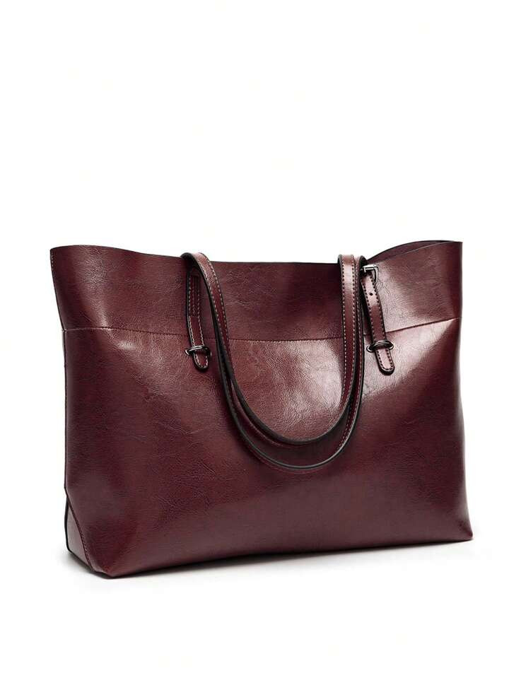 European And American Style Fashion Pu Leather Women's Tote Bag, Large Capacity, Casual And Simpl... | SHEIN
