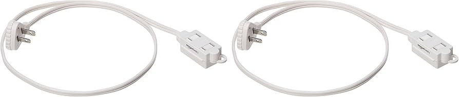 Amazon Basics Extension Cord with Multiple Outlets, 3 ft 2-Prong Indoor Power Strip, Flat Plug, 1... | Amazon (US)
