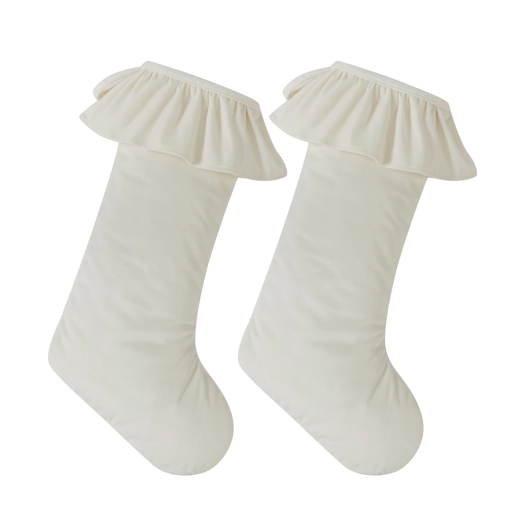 My Texas House Ruffle Ivory Velvet Christmas Stockings, 20" x 10" (2 Count) | Walmart (US)