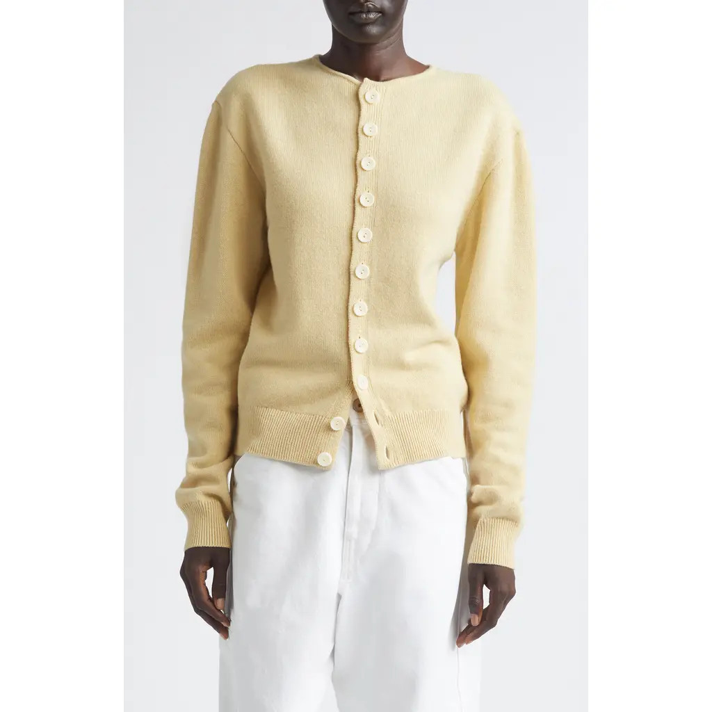 Lemaire Reversible Cashmere & Wool Cardigan in Butter at Nordstrom, Size X-Small | Nordstrom