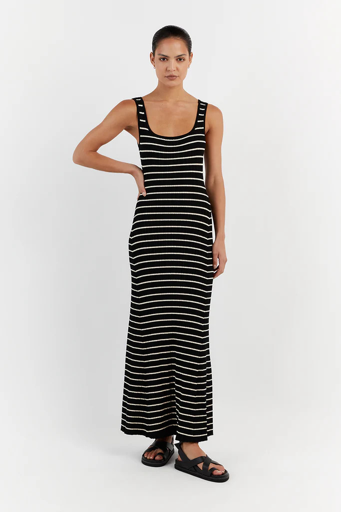 BILLIE BLACK STRIPE MIDI DRESS | DISSH