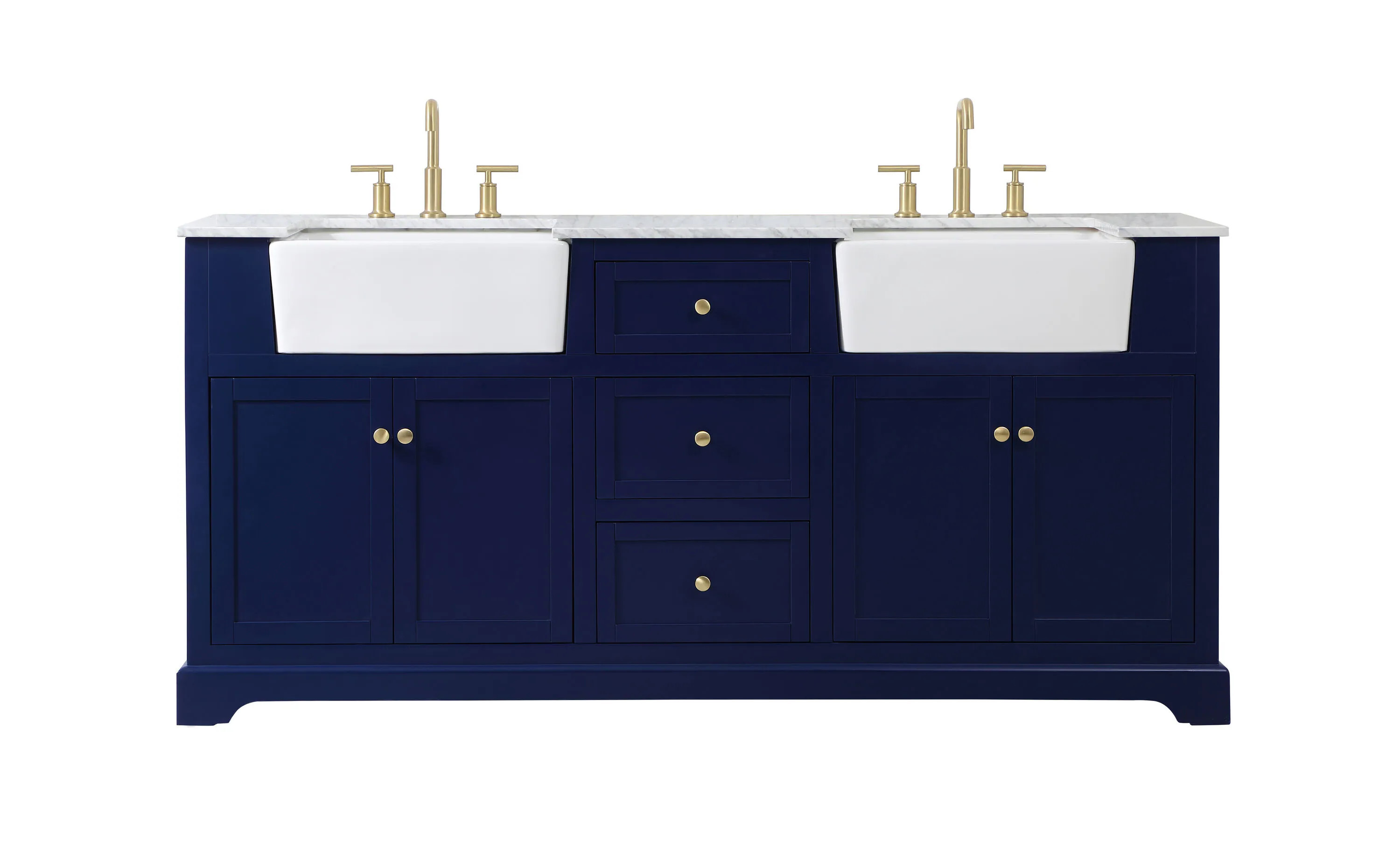 Elegant Decor Home Furnishing 72-in Blue Farmhouse Double Sink Bathroom Vanity with Carrara White Marble Top | HF180816DBL | Lowe's