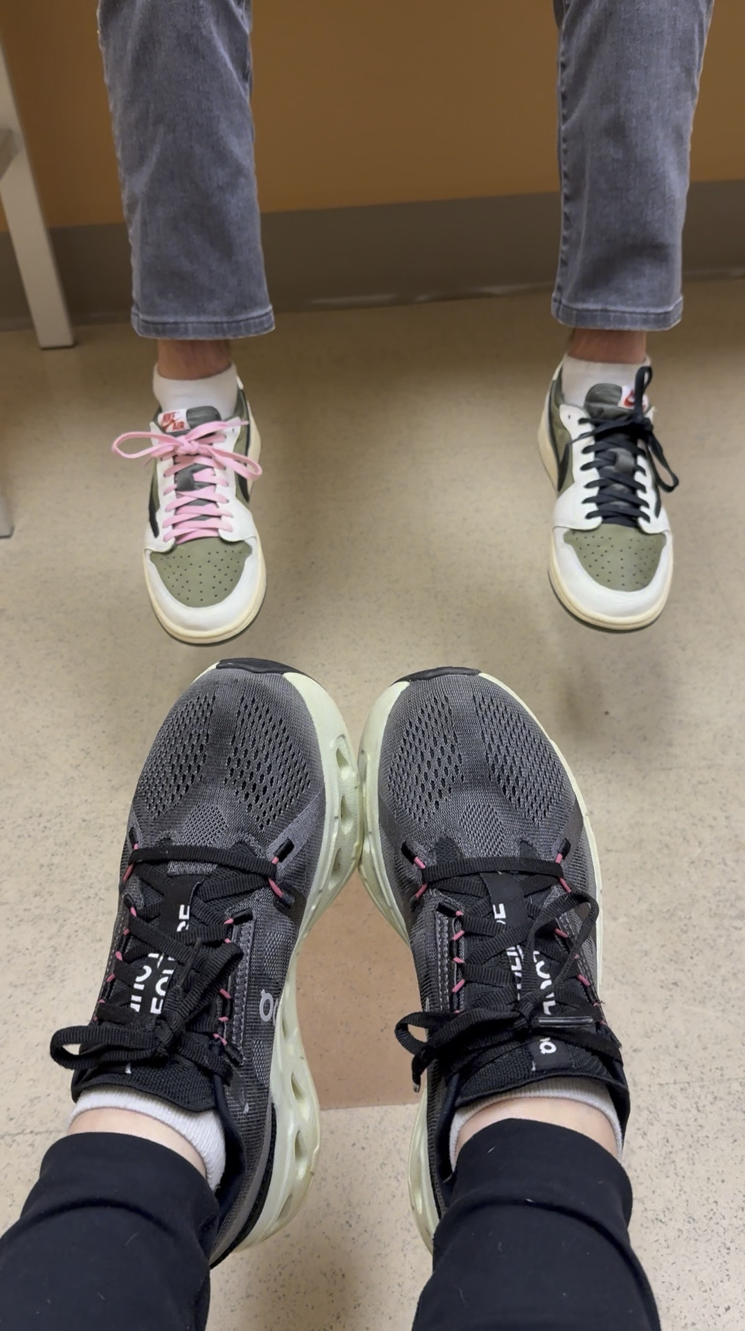 My oldest son is just a little more bougie than I am🤣🤣 I’m wearing my On CloudSurfer Next and he’s wearing his Nike Travis Scott Jordan 1 Lows. 👟

They were his main Christmas gift. 🎁 

#LTKWatchNow #LTKMens #LTKShoeCrush