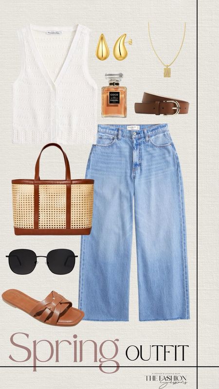 Spring Outfit | Crochet Vest | Wide Leg Jeans | Woven Bag | 

#LTKSeasonal #LTKstyletip #LTKshoecrush