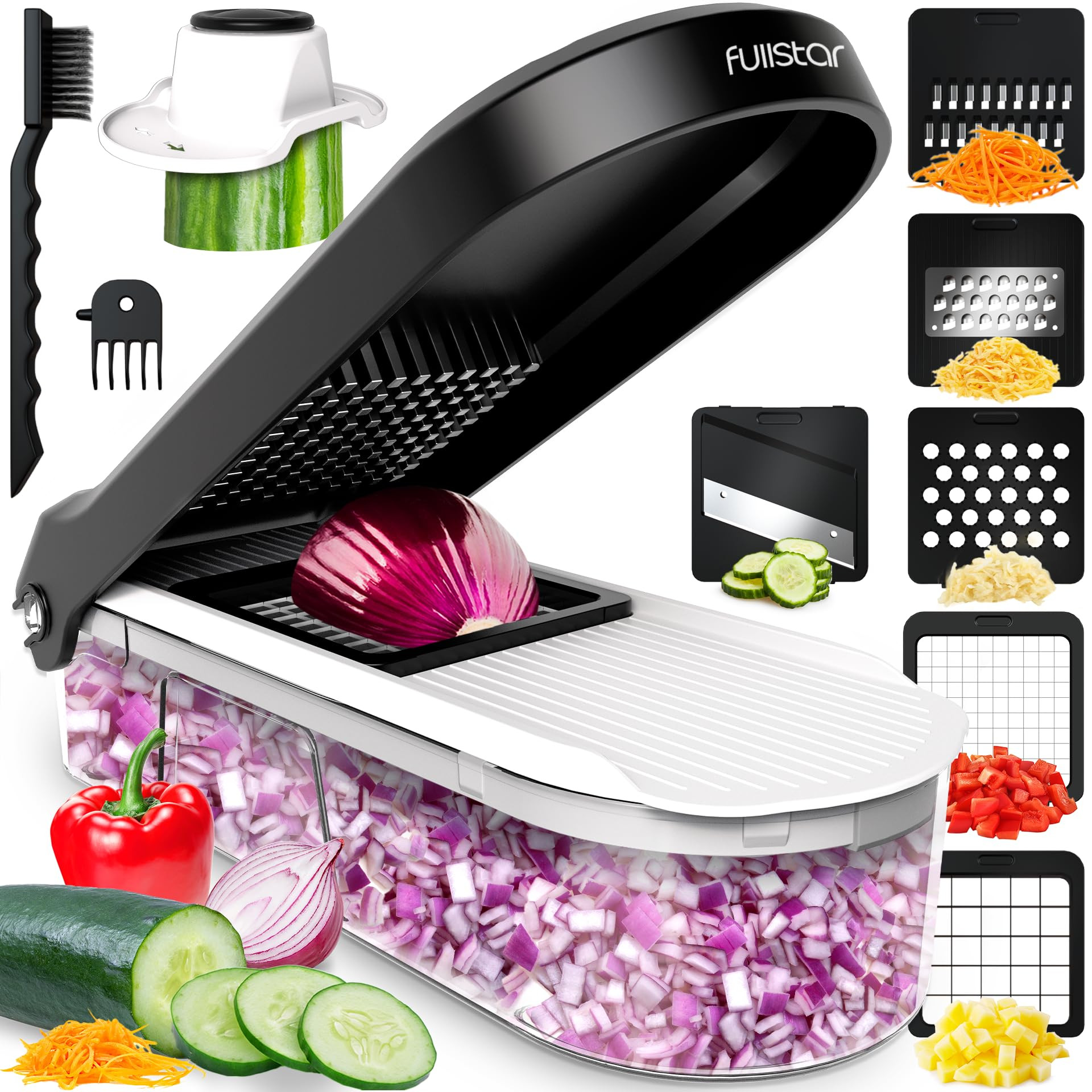 Fullstar Vegetable Chopper, Mandoline Slicer - Cheese Grater, Food Chopper with Container, Kitche... | Amazon (US)