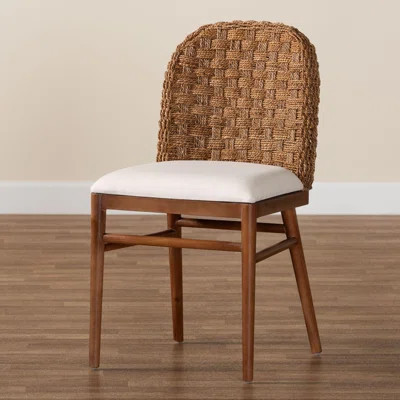 Aafrin Acacia Wood and Seagrass Side Dining Chair | Wayfair North America
