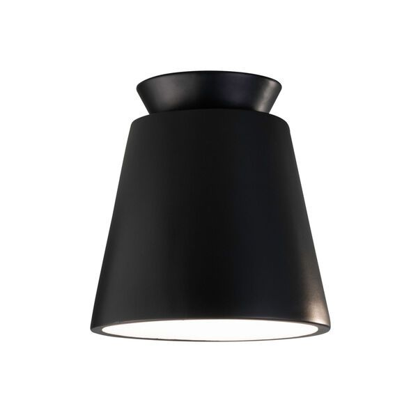 Radiance Carbon Matte Black One-Light Ceramic Trapezoid Outdoor Flush Mount | Bellacor