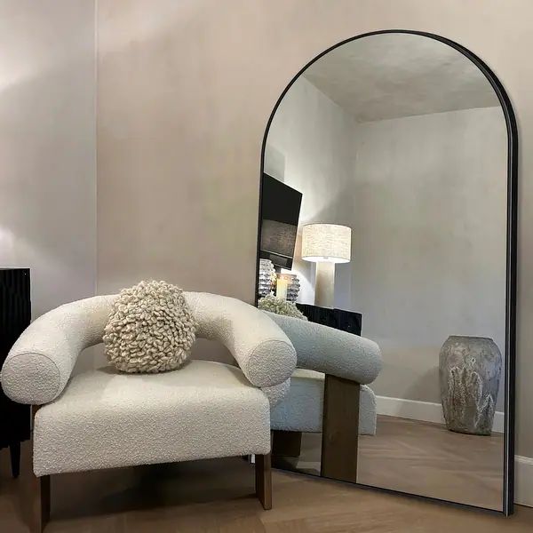 Modern Arched Full Length Aluminum Alloy Floor Mirror Standing Mirror - 71x32 - Black | Bed Bath & Beyond