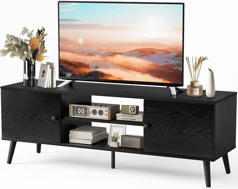 Sweetcrispy TV Stand for 55 60 inch TV, Modern Mid Century Entertainment Center with Storage, Med... | Amazon (US)