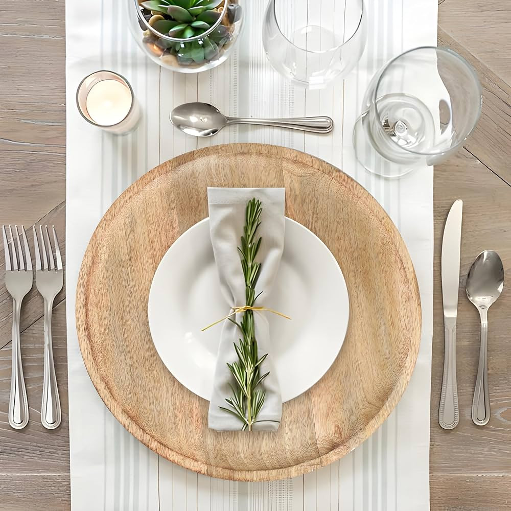 Lightnpro Round Wood Plates 13 Inch Dinner Plates Natural Wooden Charger Plates For Centerpiece E... | Amazon (US)