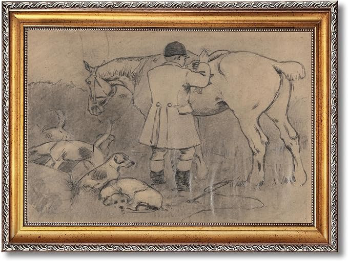 Huntsman and Hounds by Robert Polhill Bevan Canvas Wall Art Prints World Classics Rustic Oil Pain... | Amazon (US)
