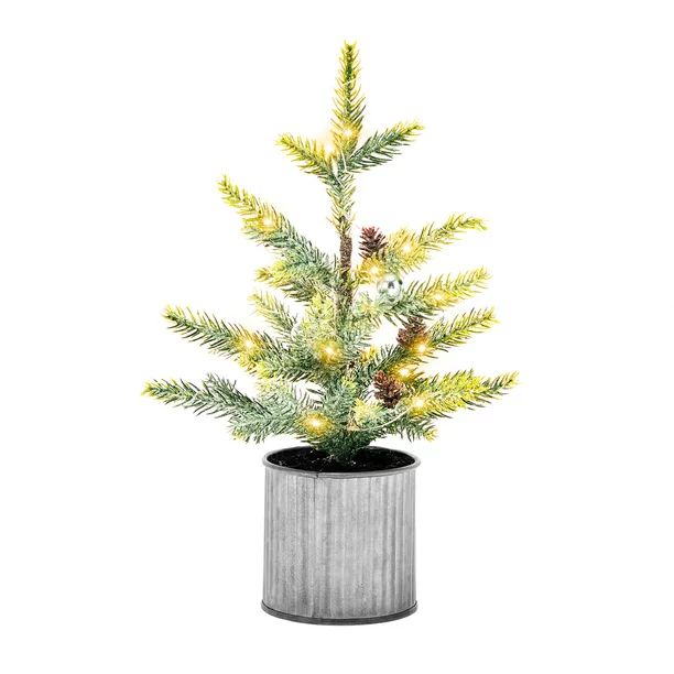 KPCB Mini Christmas Tree Tabletop Lighted Small Tree Rustic Decor Style - Walmart.com | Walmart (US)