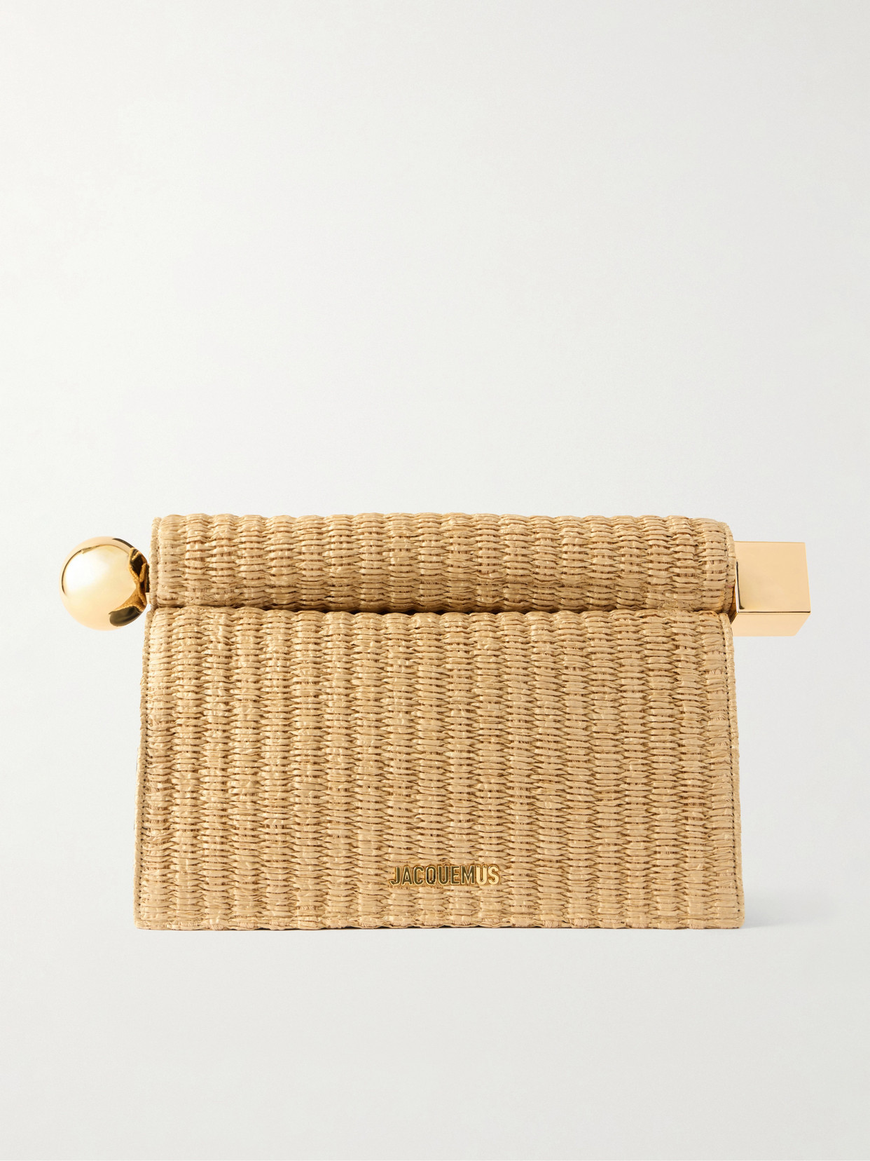 Jacquemus - La Plage Leather-trimmed Raffia-effect Clutch - Neutrals | NET-A-PORTER (US)