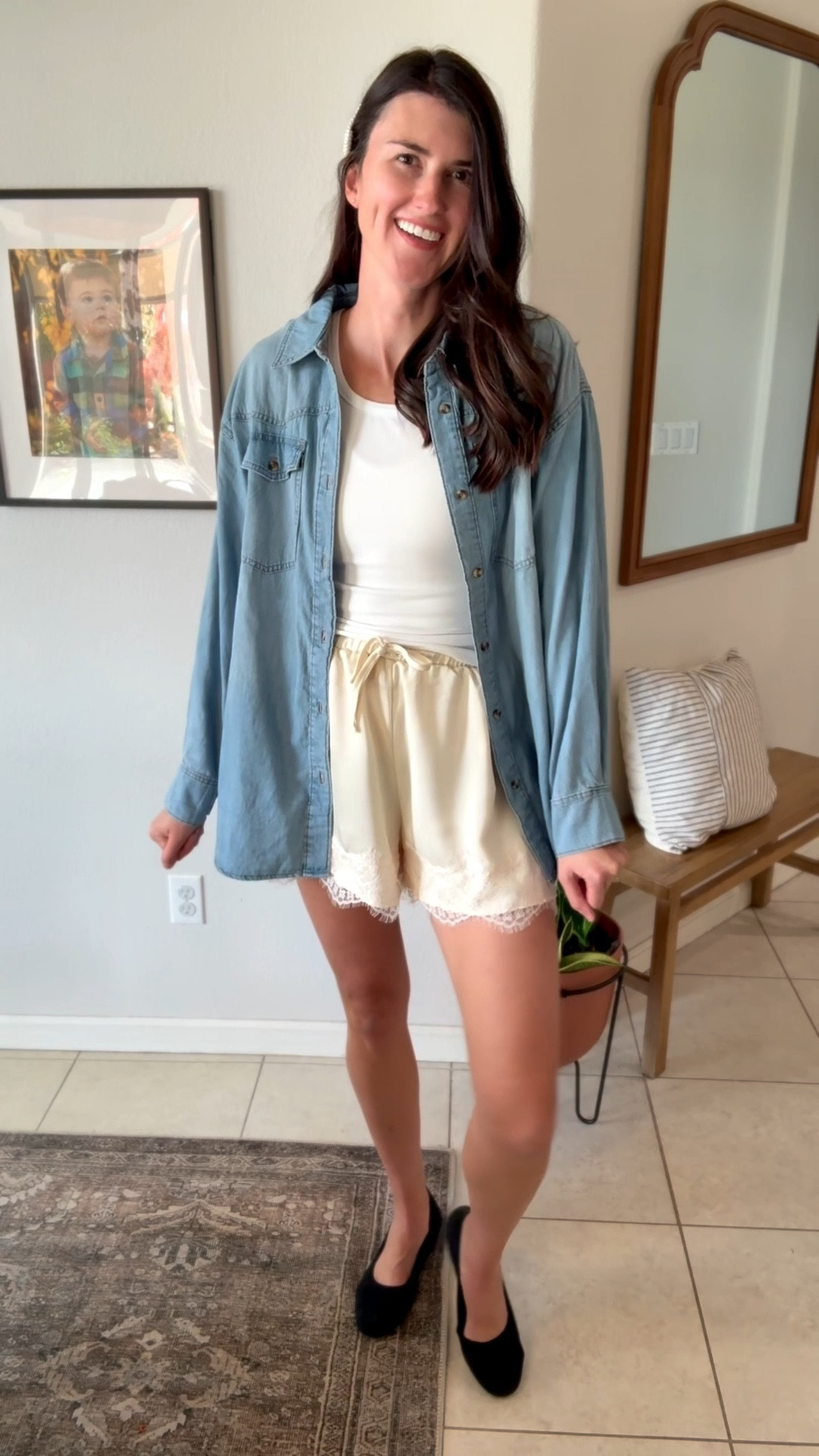 Couldn’t resist trying the satin lace short trend I’ve been seeing all over! Which outfit are you picking — casual, chic, or cozy?

#LTKStyleTip #LTKOver40 #LTKTall