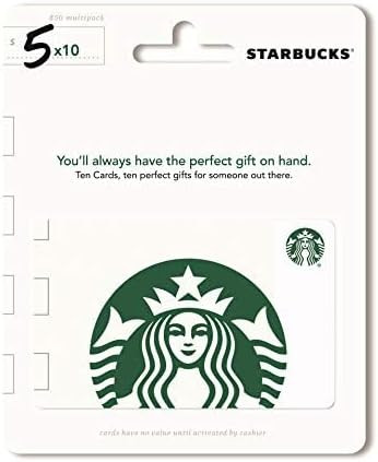 Starbucks Physical Gift Cards (Multipack of 10 x $5) - $50 | Amazon (US)