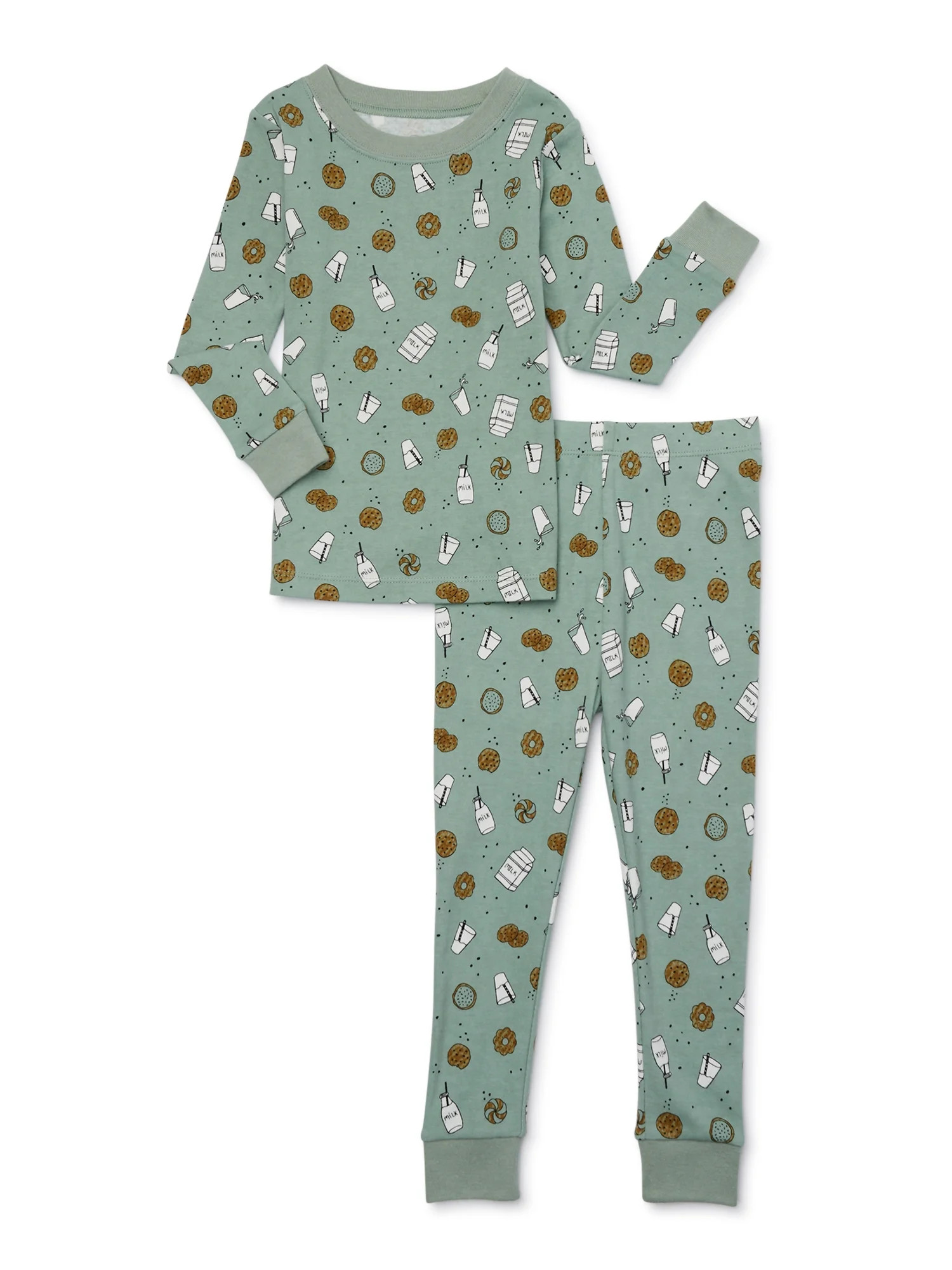 Wonder Nation Toddler Long-Sleeve Long Pants Snug-Fit Cotton Pajama Set, 2-Piece, Sizes 12M-5T | Walmart (US)