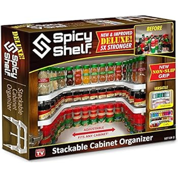 Spicy Shelf Deluxe - Expandable Spice Rack and Stackable Cabinet & Pantry Organizer (1 Set of 2 s... | Amazon (US)