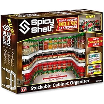 Spicy Shelf Deluxe - Expandable Spice Rack and Stackable Cabinet & Pantry Organizer (1 Set of 2 s... | Amazon (US)