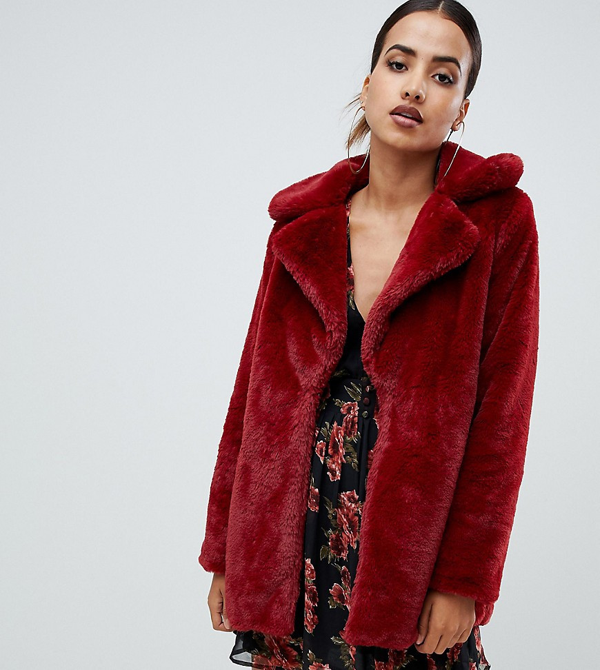 Missguided faux fur coat in red | ASOS (Global)