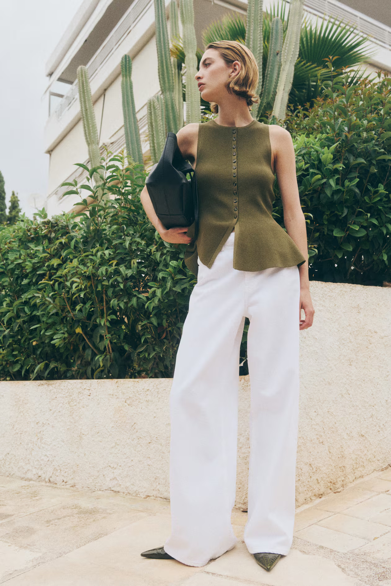 Rib-Knit Peplum Sleeveless Top | H&M (US + CA)