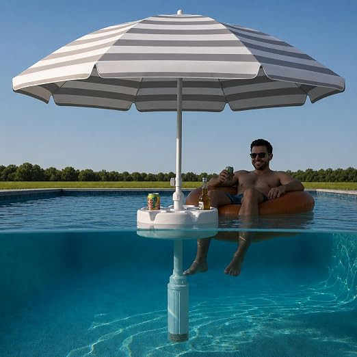 Floating Pool Umbrella provides the perfect shade canopy for the lake, river, beach or the pool! ... | Amazon (US)