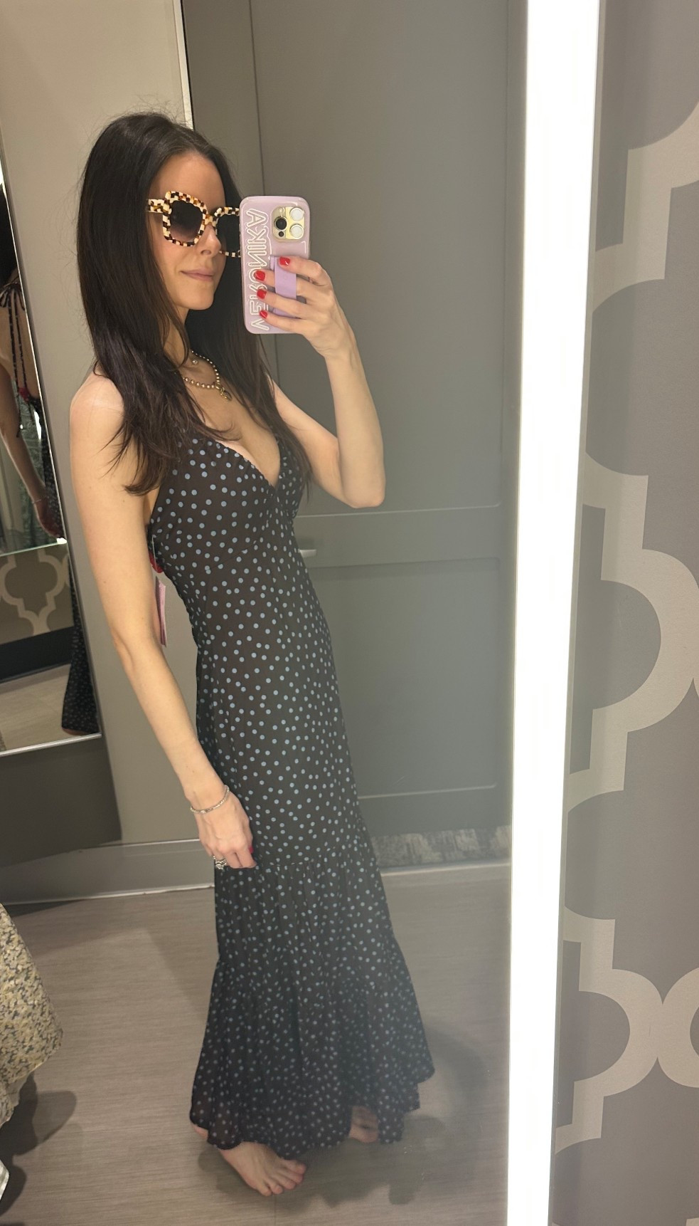 Polka dot maxi dress size XS 