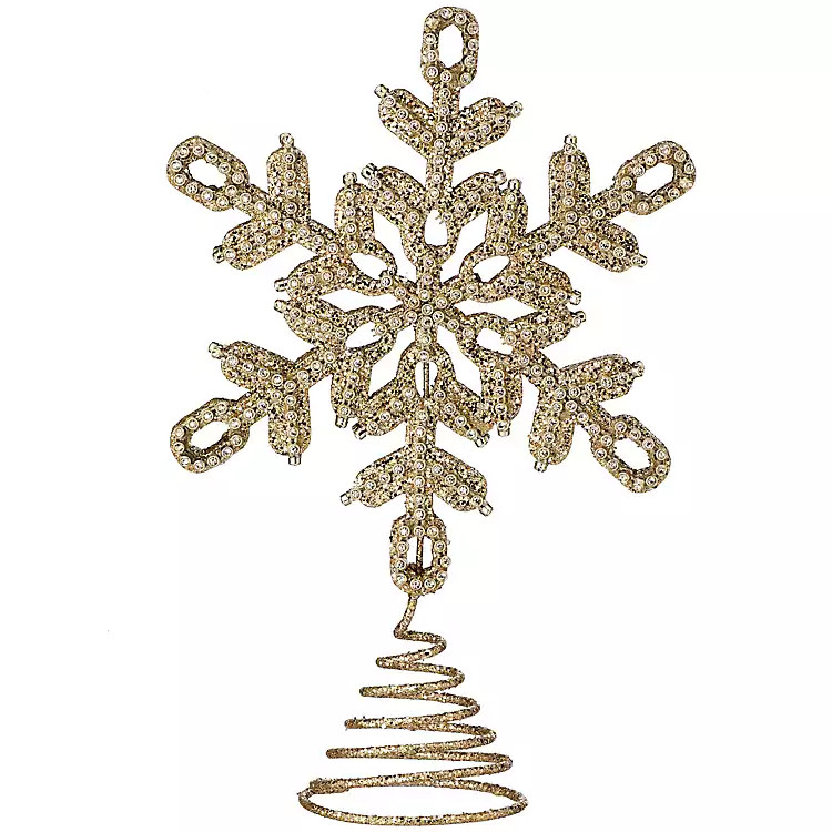 Gold Glitter Jewel Snowflake Tree Topper | Kirkland's Home
