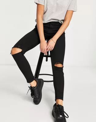 Topshop Jamie jeans with rips in black | ASOS | ASOS (Global)