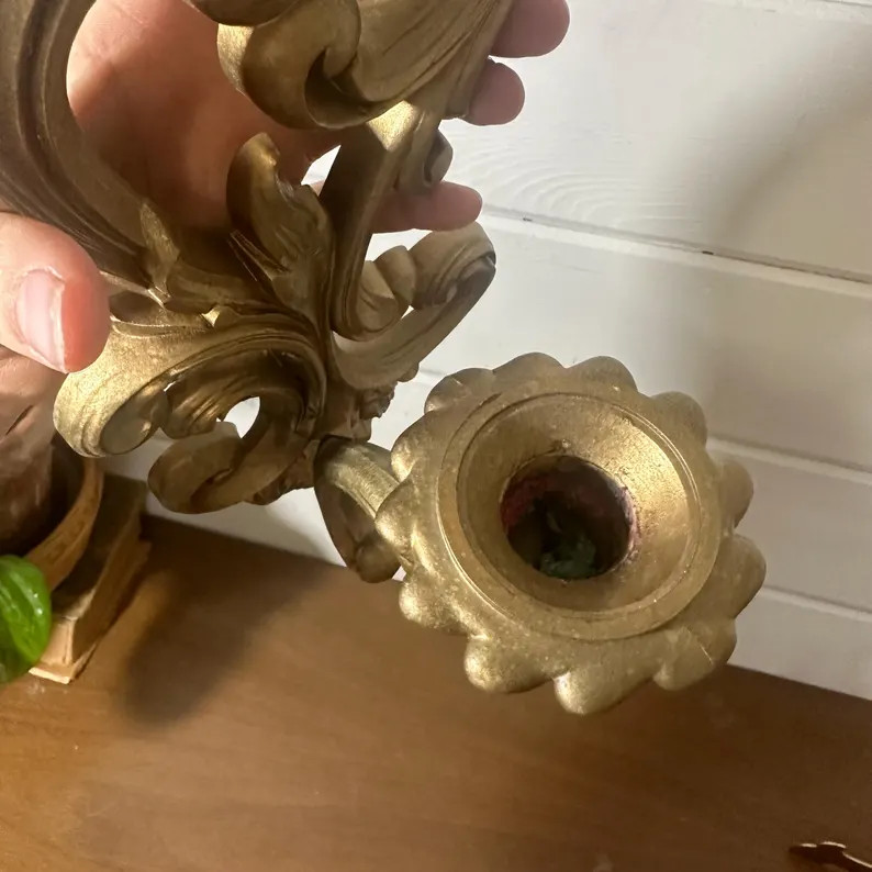 Vintage Gold Ornate Wall Sconce Candle Holder | Homco | Etsy (US)