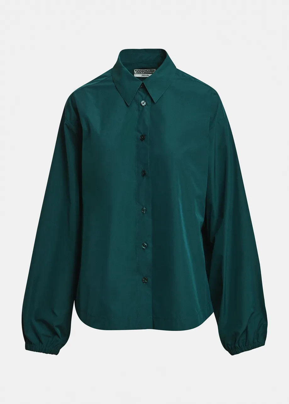 Dark green oversized shirt with voluminous sleeves | Essentiel Antwerp United Kingdom | Essentiel Antwerp