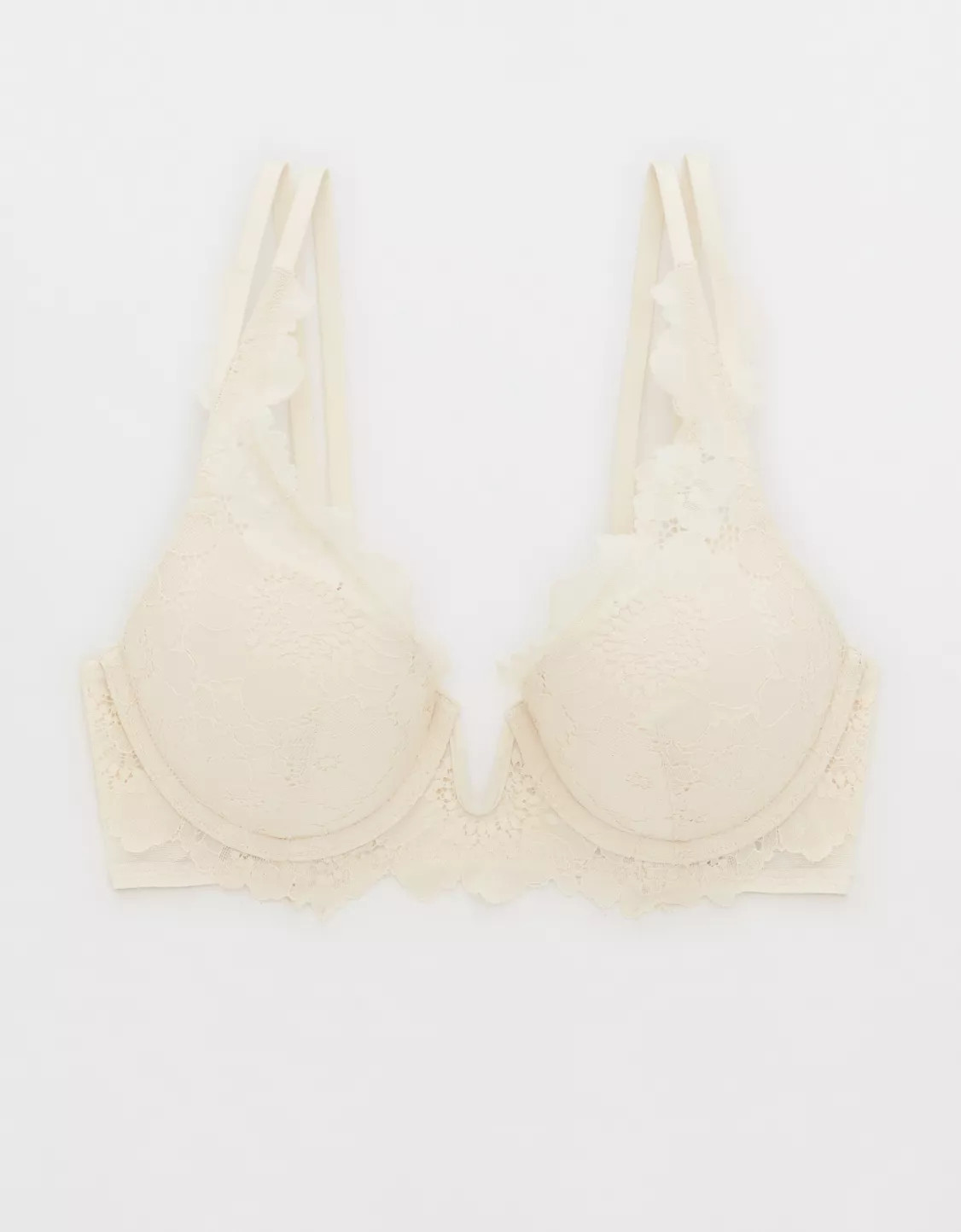 Aerie Real Power Plunge Push Up Poppy Lace Bra | Aerie