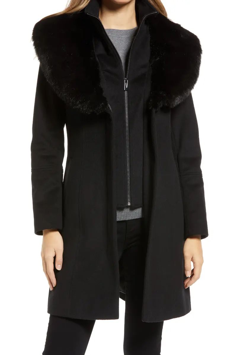 Via Spiga Wool Blend Jacket with Faux Fur Trim | Nordstrom | Nordstrom