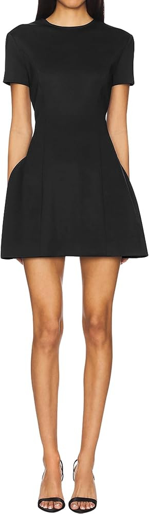 Women's Summer Short Sleeve Boat Neck Flared Mini Dress Bodycon Cocktail with Pockets Party Dress | Amazon (US)