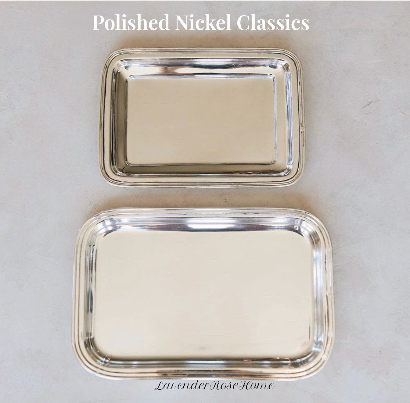 These polished nickel trays are timeless classics, beautiful year-round and the perfect way to add elevated shine to any space. Use them on a tabletop, bathroom counter or vanity.

Polished Nickel Bowl. Pedestal Bowl. Tray. Nickel Tray. Mint Julep. Tabletop. Vignette. Lavender Rose Home. Classic Home.

#LTKHome #LTKFindsUnder100 #LTKGiftGuide