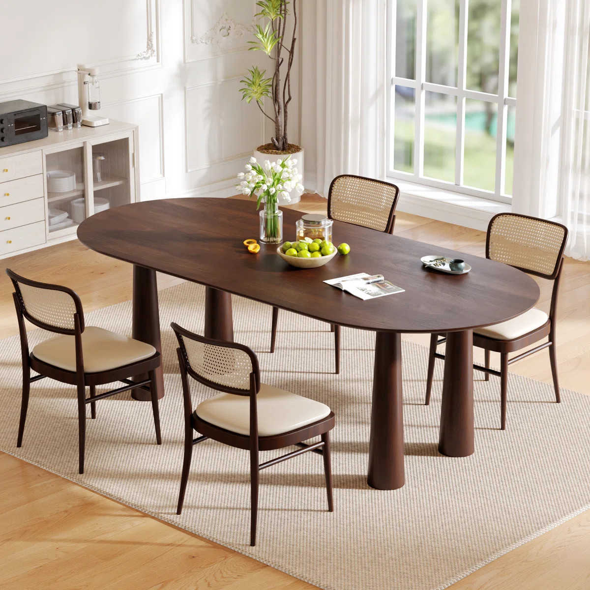 30"H Oval Wood Dining Table Kitchen Table with 4 Legs | Wayfair North America