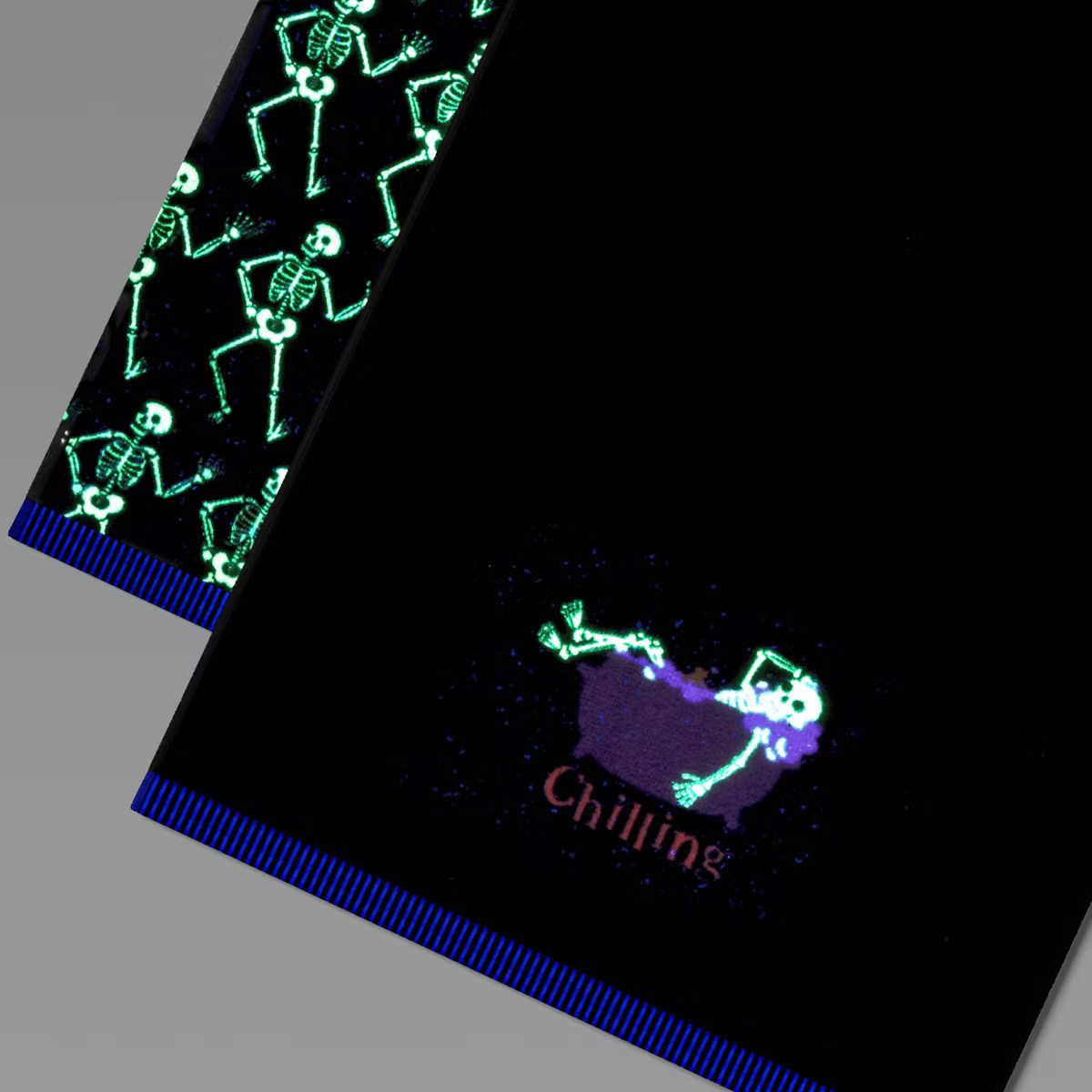 2pk Halloween 'Chilling' Skeleton Glow in the Dark Hand Towel Set Black - Hyde and EEK! Boutique... | Target