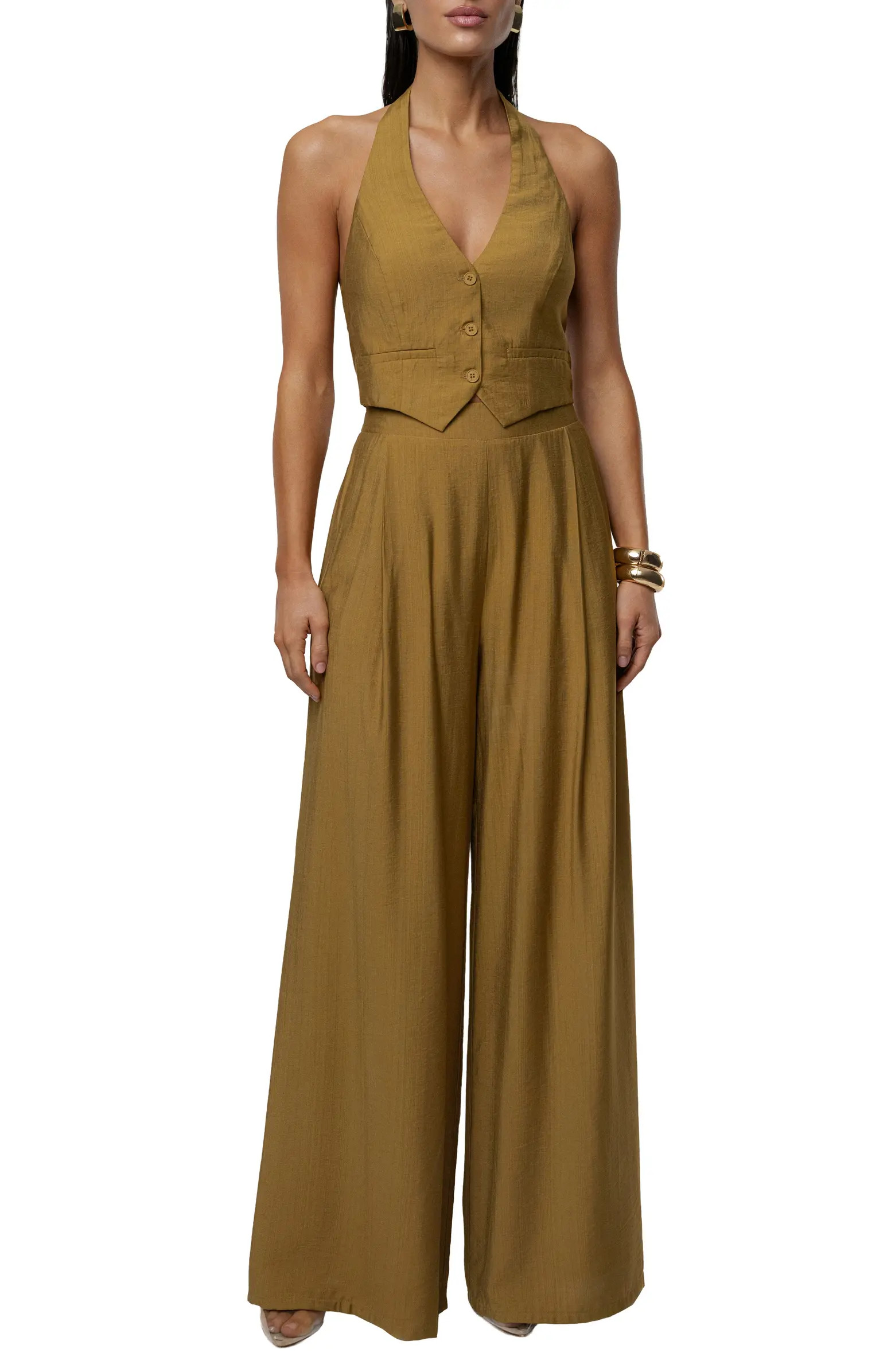Tropical Daze Halter Top & Wide Leg Pant Set | Nordstrom