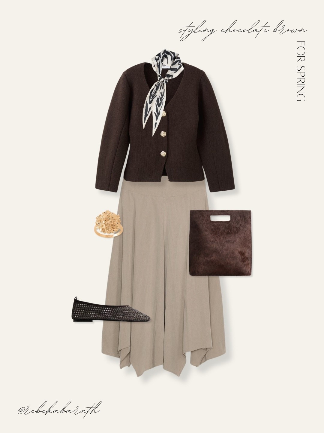 styling chocolate brown for spring 💫 

spring fashion | midi skirt | cardigan outfit | high street finds 

#LTKootd #LTKWorkwear