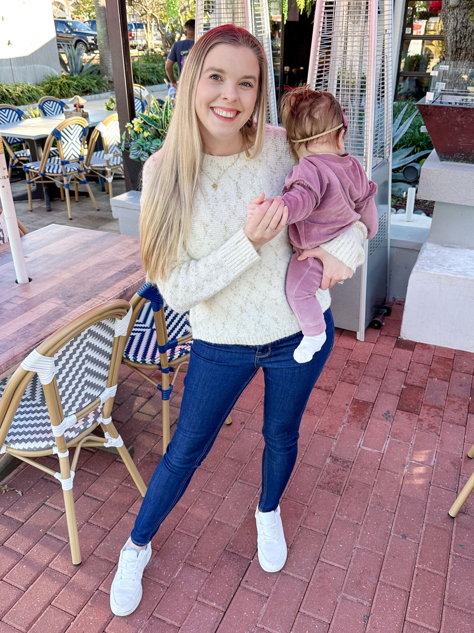 Out to lunch with my mini me 🥰 Now that she’s more mobile I’m loving planning fun outfits that aren’t footies or onesies! This velour set is about to be a winter staple for us!

#LTKFindsUnder50 #LTKBaby #LTKSeasonal