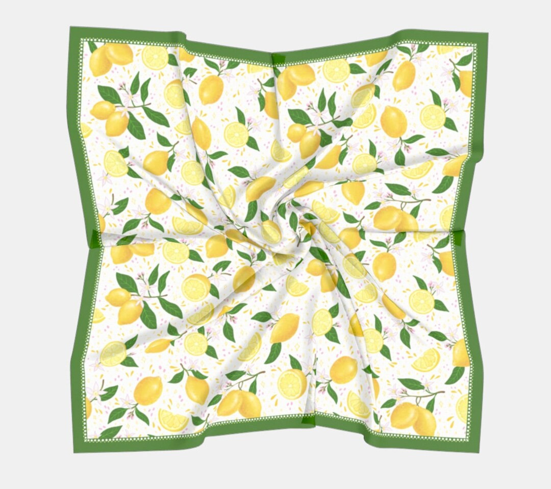 Bright Lemons Silk Scarf - Etsy | Etsy (US)