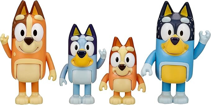 Bluey and Family 4 Pack of 2.5-3" Bluey, Bingo, Chilli, Bandit Poseable Figures | Amazon (US)