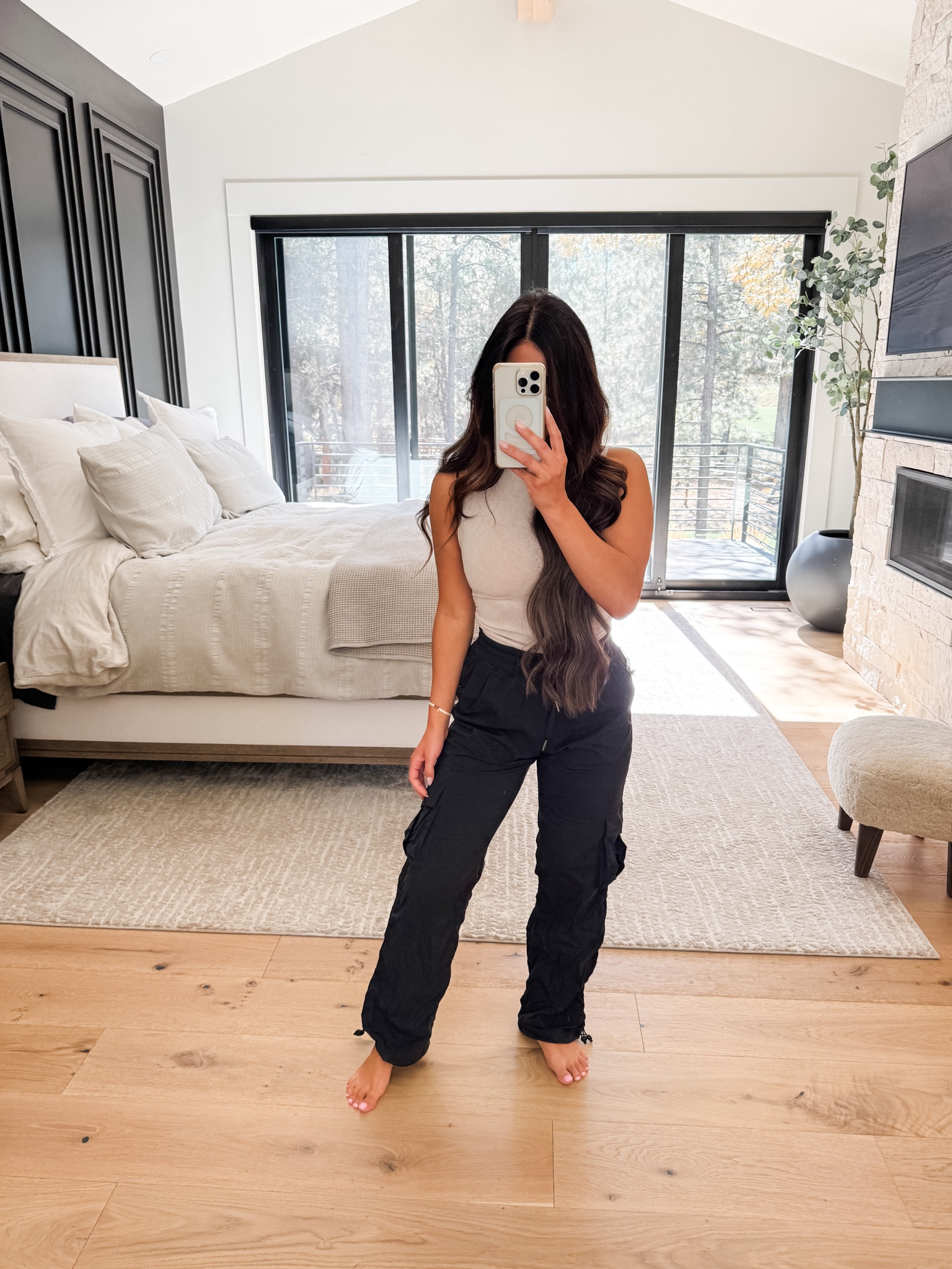 This top is so flattering and I love the high mock neck. The wide leg cargo pants are amazing quality, easily one of my favorites. Bedroom details linked below.

#LTKStyleTip #LTKHome