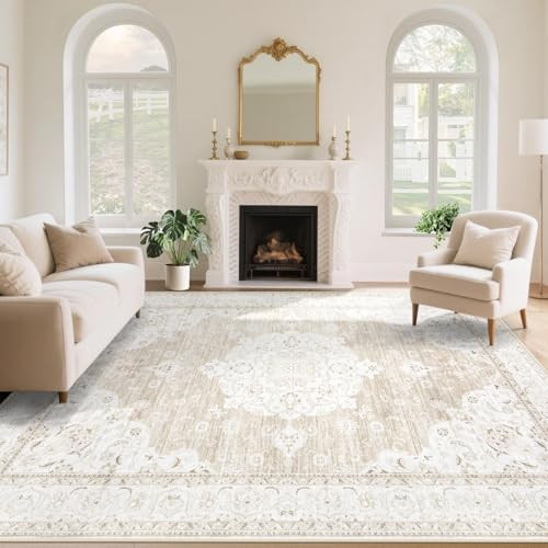 Vintage Living Room Area Rug - 8x10 Large Machine Washable Boho Moroccan Rug Distressed Farmhouse... | Amazon (US)
