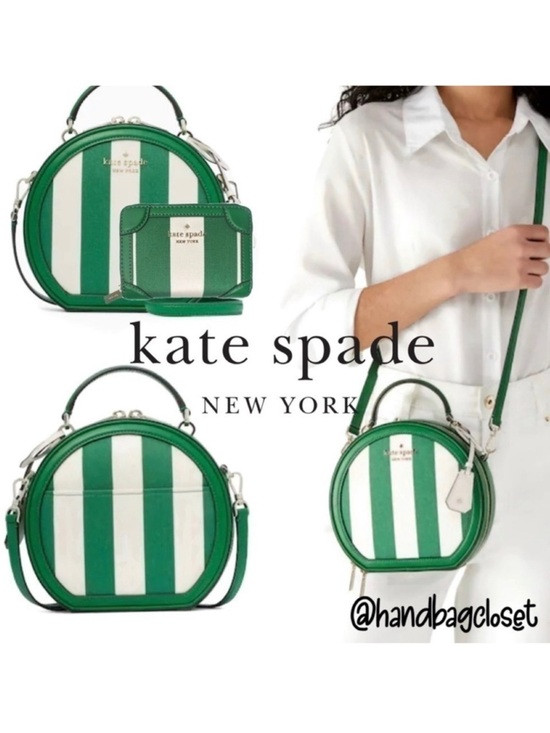 Kate Spade Traveler Canteen Crossbody Bag Green Even Stripe Jacquard K6119 KS141 | Poshmark