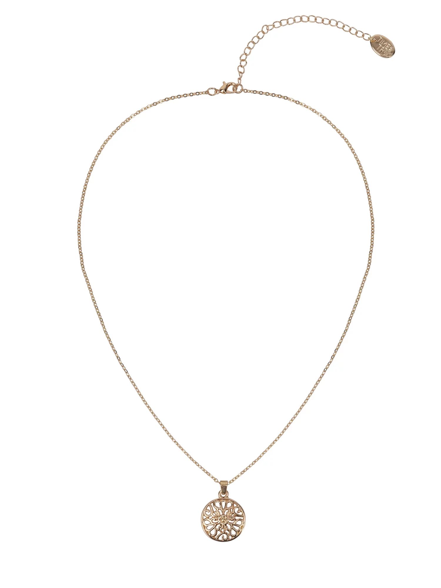 Time And Tru Women's Round Filigree Delicate Pendant Necklace | Walmart (US)