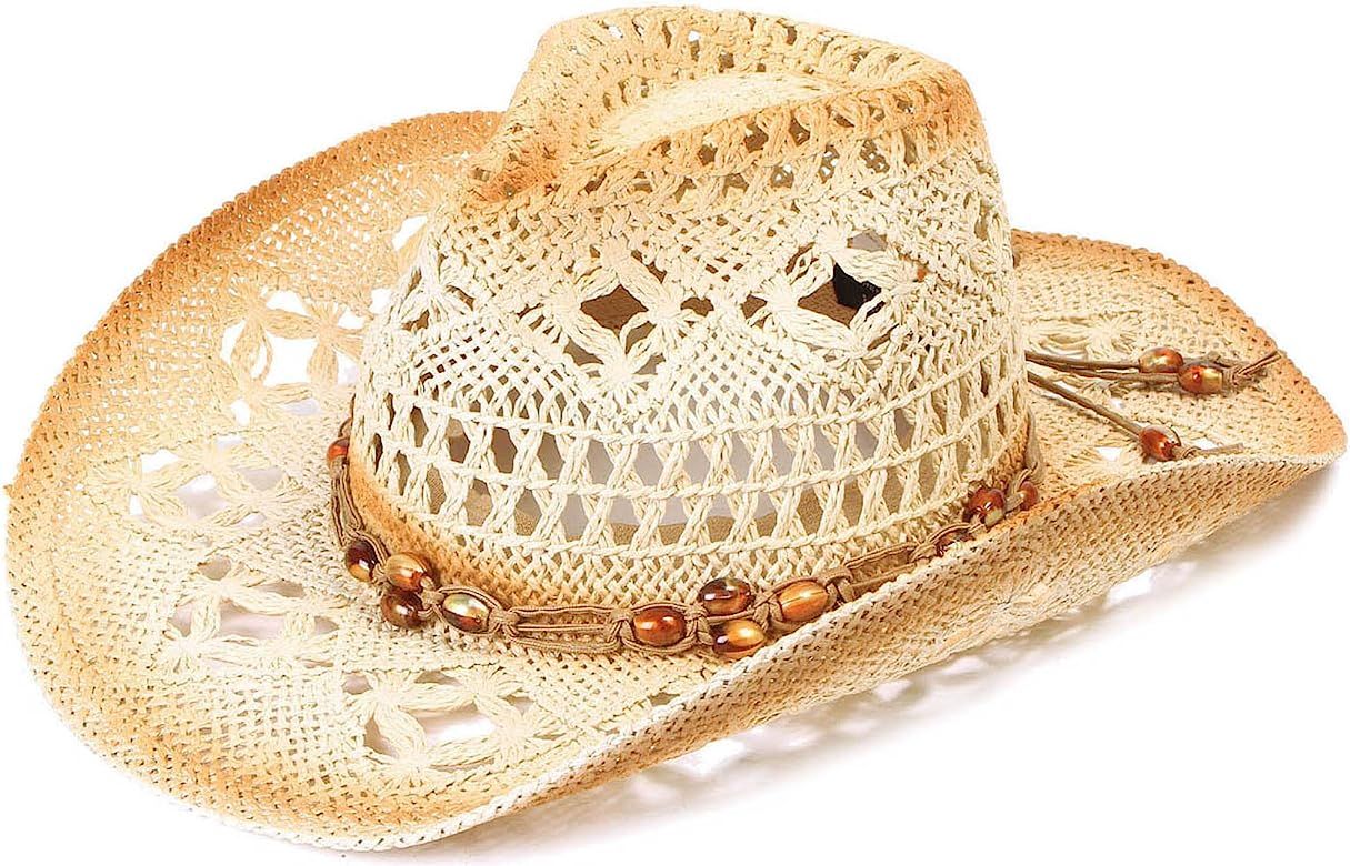 Simplicity Kids Western Cowboy Hat Toddler Straw Sun Hat with Decorated Headband | Amazon (US)
